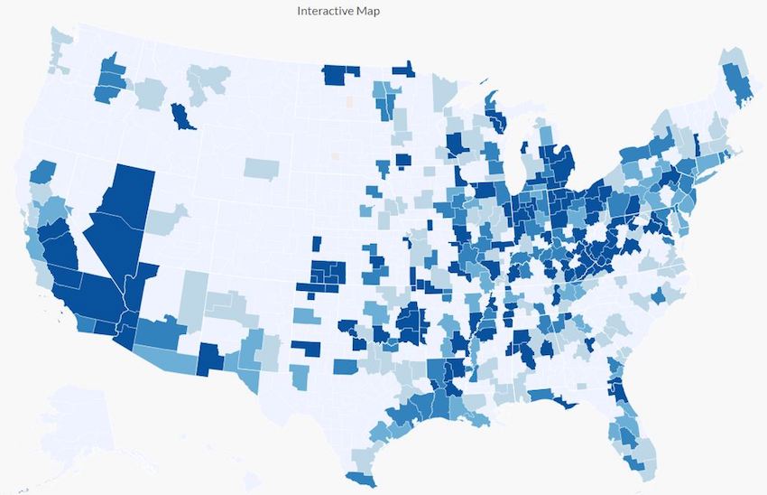 Map of United States where immigrant doctors practice