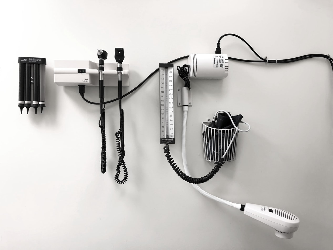 Doctor office tools hanging on wall