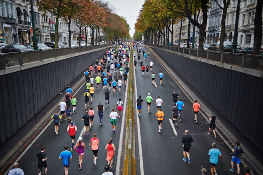 Runners run in marathon