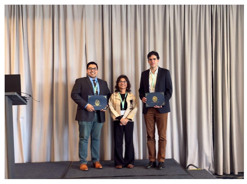 ASA HPSS Mid-Career 2025 Award Recipients Miguel Marino and Jose Zubizarreta, with Mousumi Banerjee, Chair ASA HPSS